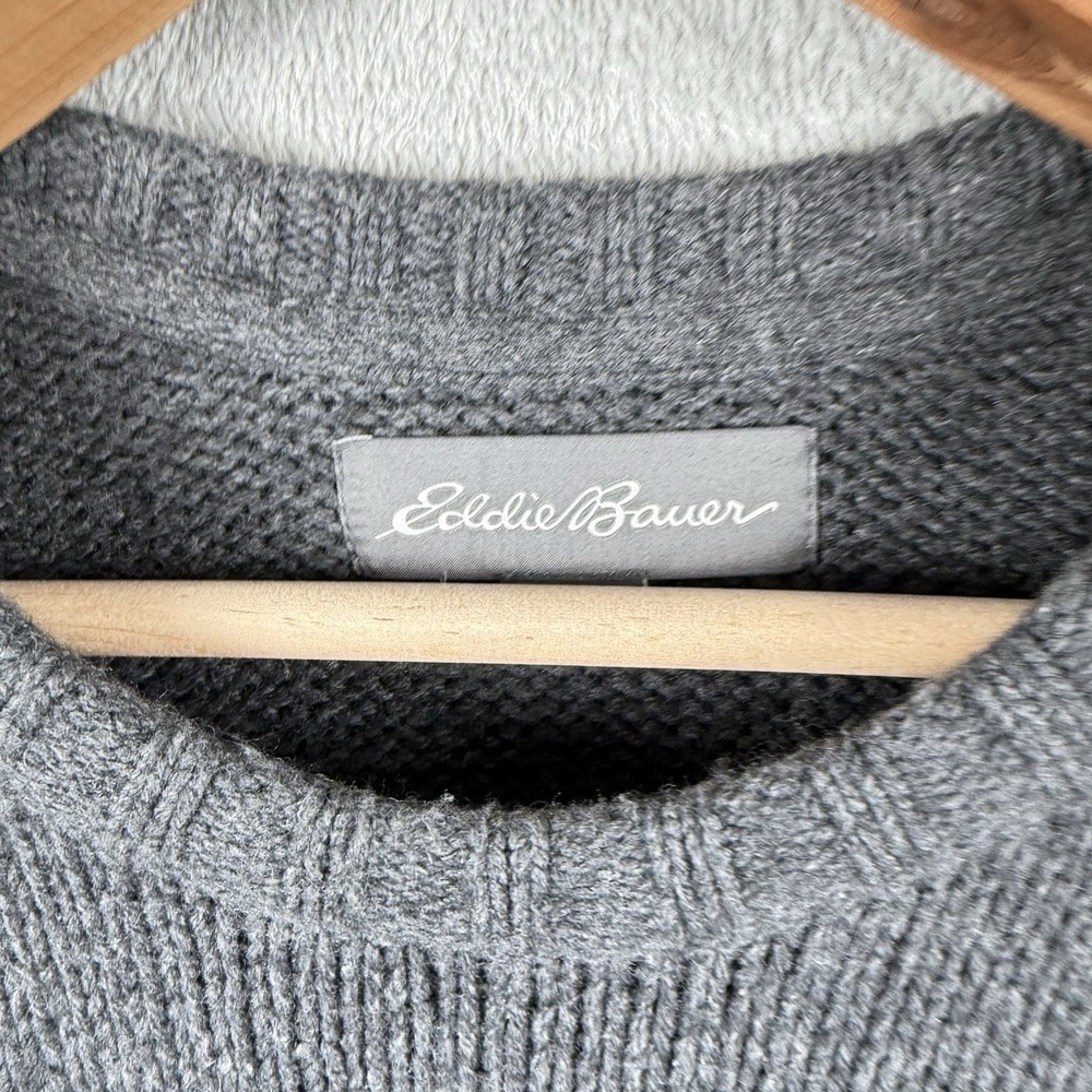 Eddie Bauer Sweater Mens L Gray Cotton Wool Ski Nordic Knit Pullover Winter - Picture 3 of 9